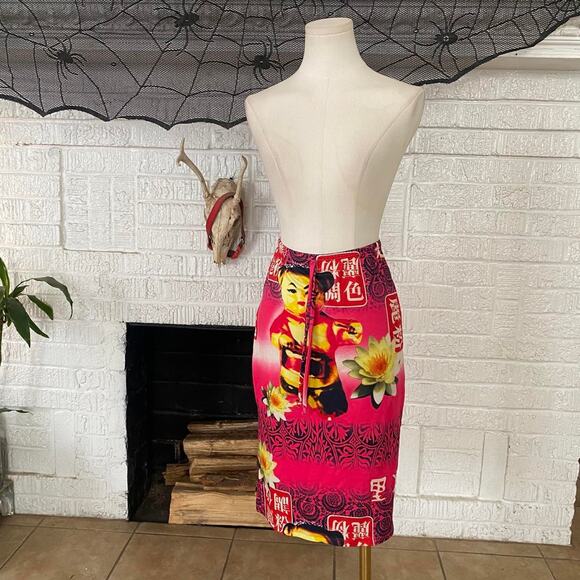 Vintage y2k geisha printed skirt - Picture 2 of 5